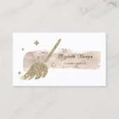 スタイリッシュエレガント絵を描線金ゴールドグリッター箒 名刺 (正面)