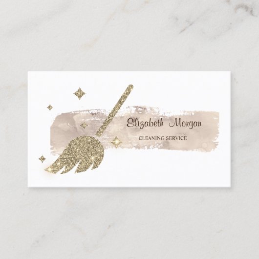 スタイリッシュエレガント絵を描線金ゴールドグリッター箒 名刺 (正面)