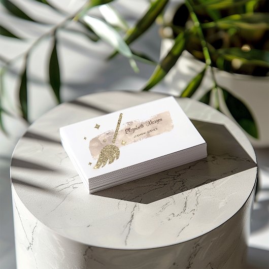 スタイリッシュエレガント絵を描線金ゴールドグリッター箒 名刺