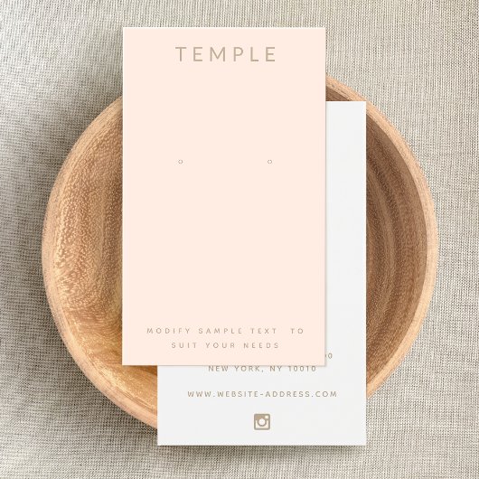 スタイリッシュエレガント赤面ピンクのイヤリング表示カード