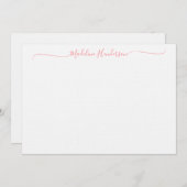 スタイリッシュエレガント赤面Pinkガーリー Script Note Card ノートカード (正面/裏面)