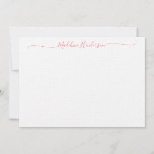 スタイリッシュエレガント赤面Pinkガーリー Script Note Card ノートカード