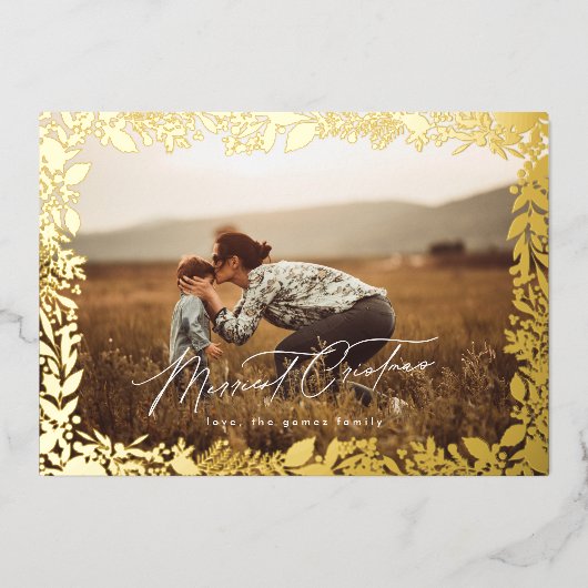 スタイリッシュエレガント金ゴールド写真縁ど 箔シーズンカード (正面)