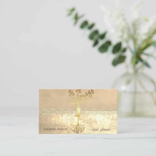 スタイリッシュエレガント金ゴールド 名刺 (スタンド正面)