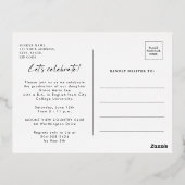 スタイリッシュエレガント金ゴールド 箔招待状ポストカード (裏面)