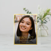 スタイリッシュエレガント金ゴールド 箔招待状ポストカード (立ち正面)