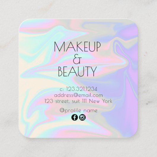 スタイリッシュエレガント雛ホログラフィック化粧 スクエア名刺 (裏面)