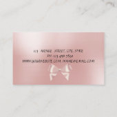 スタイリッシュエレガント高級、ストライプのピンクリボンボウ 名刺 (裏面)