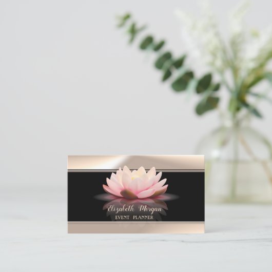 スタイリッシュエレガント,ロータス,ブラック 名刺 (スタンド正面)