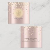 スタイリッシュエレガント、紙吹雪バラ金ゴールド スクエア名刺 (正面/裏面)