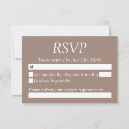 スタイリッシュエレガントTaupe Wedding RSVPカード