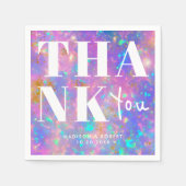 スタイリッシュオパールはっきりしたストーン結婚は スタンダードカクテルナプキン (正面)