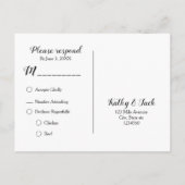 スタイリッシュカジノ結婚式rsvpポストカード インビテーションポストカード (裏面)