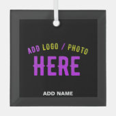 スタイリッシュカスタマイズモダン可能なブラック検証済みブランド ガラスオーナメント (正面)