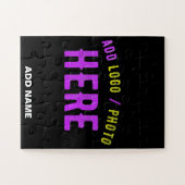 スタイリッシュカスタマイズモダン可能なブラック検証済みブランド ジグソーパズル (横)