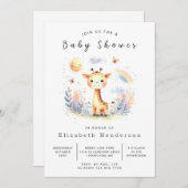スタイリッシュカスタムキリン赤ちゃんシャワー 招待状 (正面/裏面)