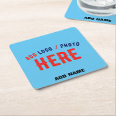 スタイリッシュカスタムモダンスワッグスカイブルー検証済みブランド スクエアペーパーコースター (アングル)