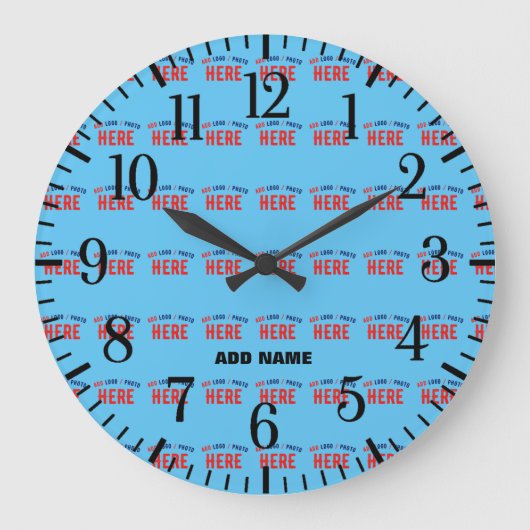 スタイリッシュカスタムモダンスワッグスカイブルー検証済みブランド ラージ壁時計 (正面)