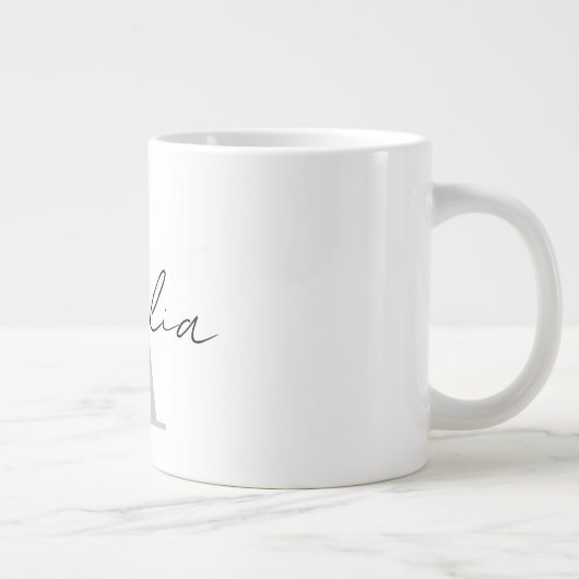スタイリッシュカスタムモノグラム名スクリプトカリグラフ ジャンボコーヒーマグカップ (右)