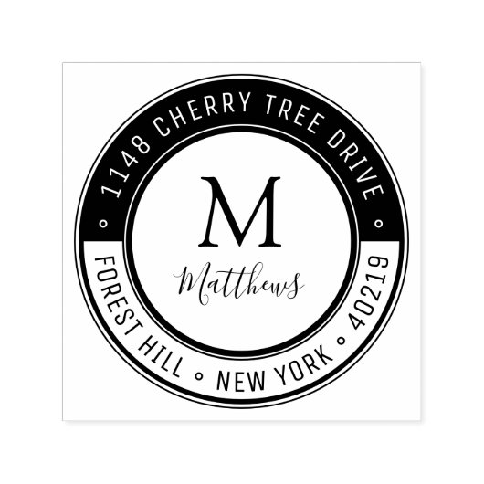 スタイリッシュカスタムモノグラム姓&差出人住所 セルフインキングスタンプ (デザイン)