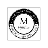 スタイリッシュカスタムモノグラム姓&差出人住所 ラバースタンプ (インプリント)