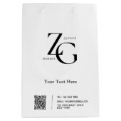 スタイリッシュカスタムロゴ | QRコードビジネスホワイト ミディアムペーパーバッグ (正面)