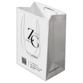 スタイリッシュカスタムロゴ | QRコードビジネスホワイト ミディアムペーパーバッグ (裏面アングル)