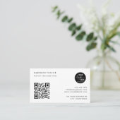 スタイリッシュカスタム会社ロゴQRコードミニマリスト 名刺 (スタンド正面)