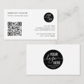 スタイリッシュカスタム会社ロゴQRコードミニマリスト 名刺 (正面/裏面)