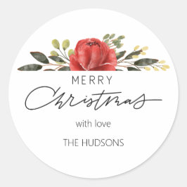 スタイリッシュカスタム半フローラメリークリスマスプレゼント ラウンドシール