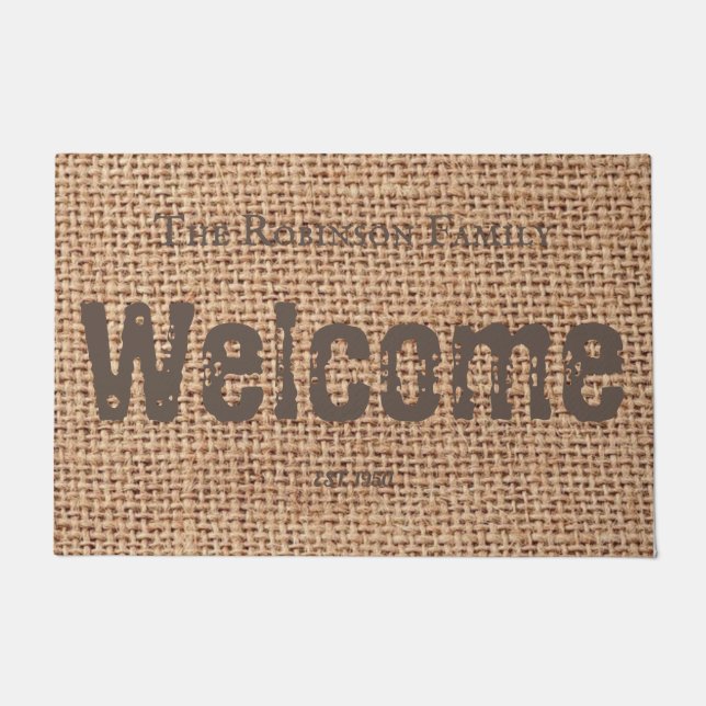 スタイリッシュカッコいい文字素朴なデザインバーラップファミリー ドアマット (正面)