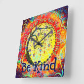 スタイリッシュカラフル木お洒落親切引用文 スクエア壁時計 (傾斜)