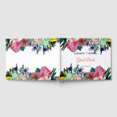 スタイリッシュカラフル水カラーフローラブーケデザイン ゲストブック (全面)