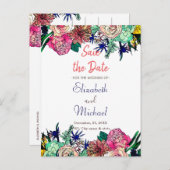 スタイリッシュカラフル水カラーフローラブーケデザイン 案内ポストカード (正面/裏面)