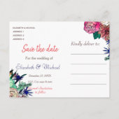 スタイリッシュカラフル水カラーフローラブーケデザイン 案内ポストカード (裏面)