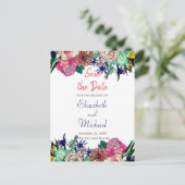 スタイリッシュカラフル水カラーフローラブーケデザイン 案内ポストカード (スタンド正面)