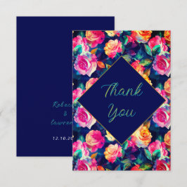 スタイリッシュカラフル結婚花 サンキューカード