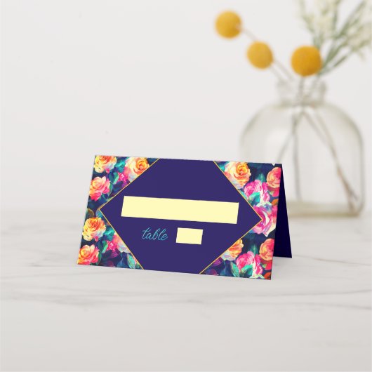 スタイリッシュカラフル結婚花 プレイスカード (正面)