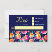 スタイリッシュカラフル結婚花 出欠カード (正面)