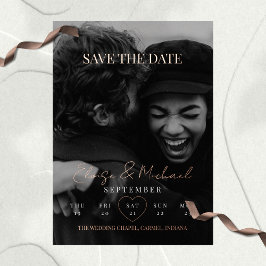 スタイリッシュカレンダーフォト両面式Save The Date 箔招待状
