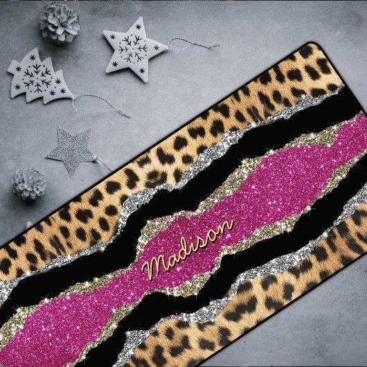 スタイリッシュガーリーアニマルプリント デスクマット