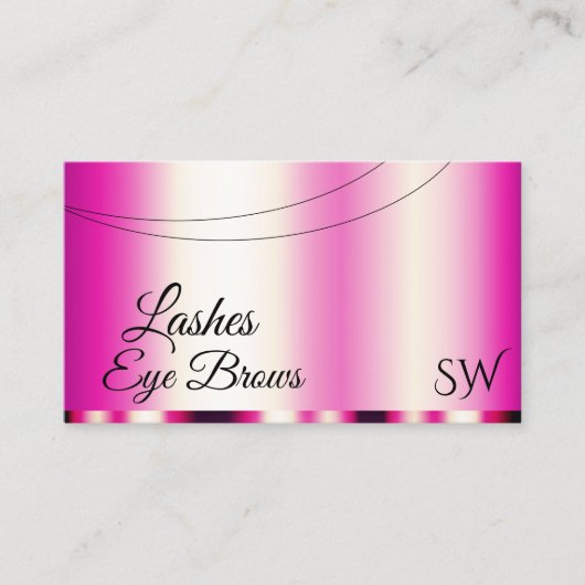 スタイリッシュガーリーイニシャルのピンク色モダン 名刺 (正面)