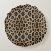 スタイリッシュガーリーシックleopardファーアニマルプリント ラウンドクッション (裏面)