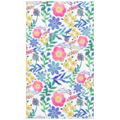 スタイリッシュガーリーピンクの花の手絵を描の テーブルクロス (正面)