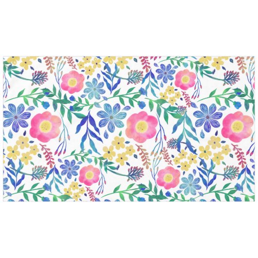 スタイリッシュガーリーピンクの花の手絵を描の テーブルクロス (正面(横))