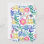 スタイリッシュガーリーピンクの花の手絵を描の 招待状 (裏面)