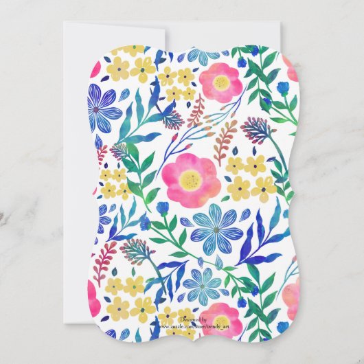 スタイリッシュガーリーピンクの花の手絵を描の 招待状 (裏面)