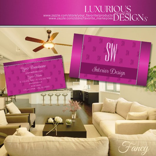 スタイリッシュガーリーピンクシックとモノグラムプロフェッショナル 名刺