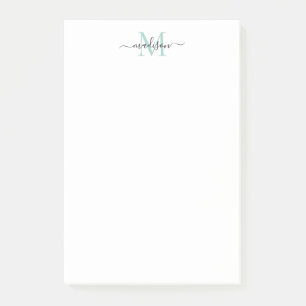 スタイリッシュガーリーモダンScript Monogramティール（緑がかった色）緑 ポストイット