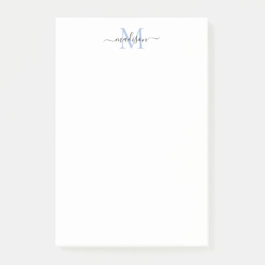 スタイリッシュガーリーモダンScript Monogram Dusty Blue ポストイット (正面)